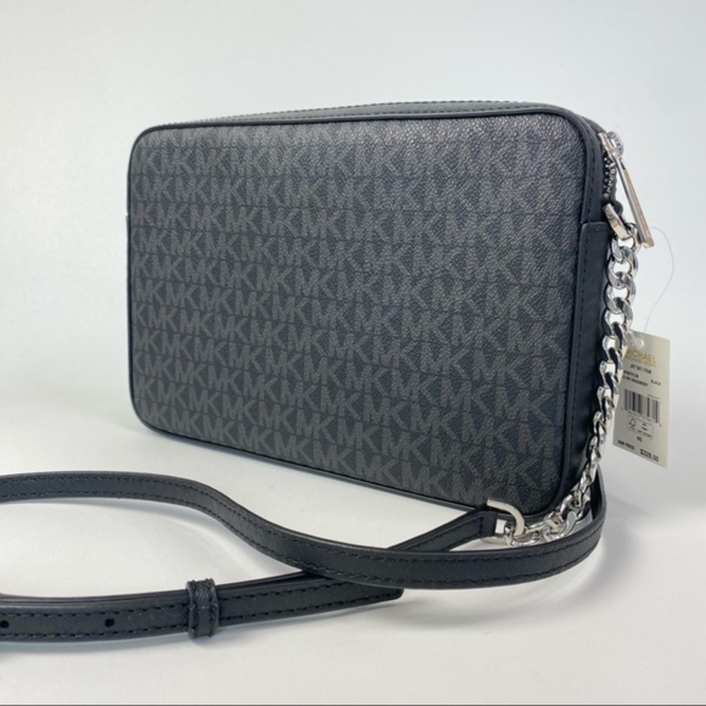 Michael Kors Large Jet set Crossbody Bag in Black Signature MK Print - Picture 5 of 7